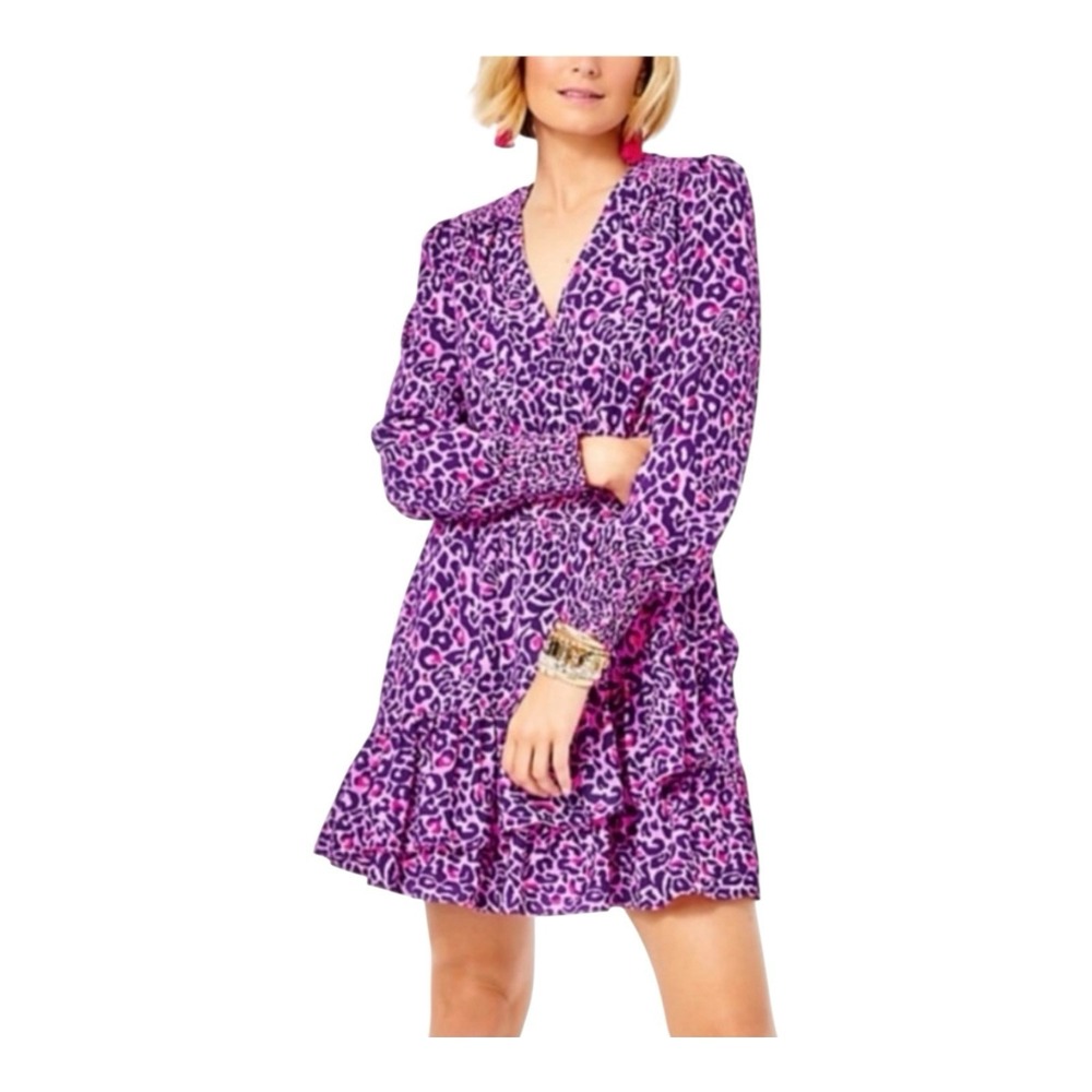 Lilly Pulitzer Cristiana Dress Purple Berry Elastic Wa My Favorite Spot Size‎ 00